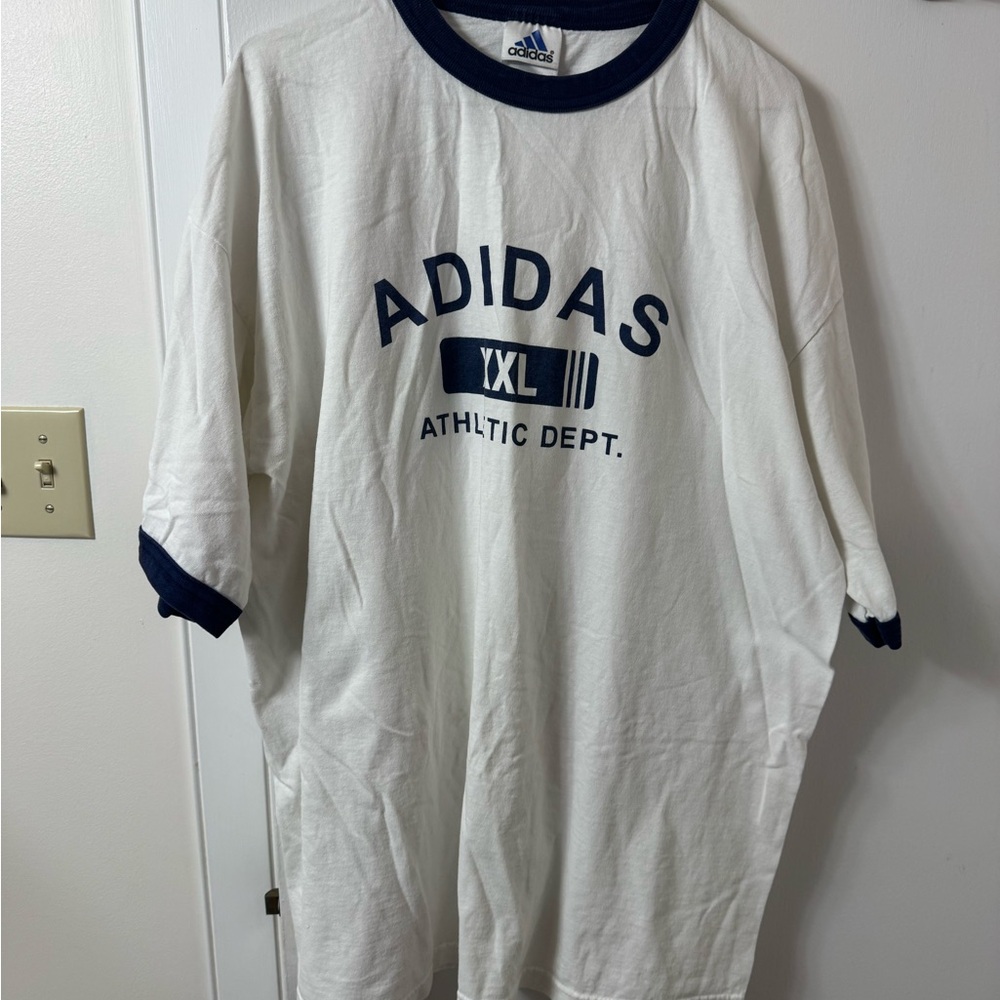 Adidas Men's White Tee with Navy Accents